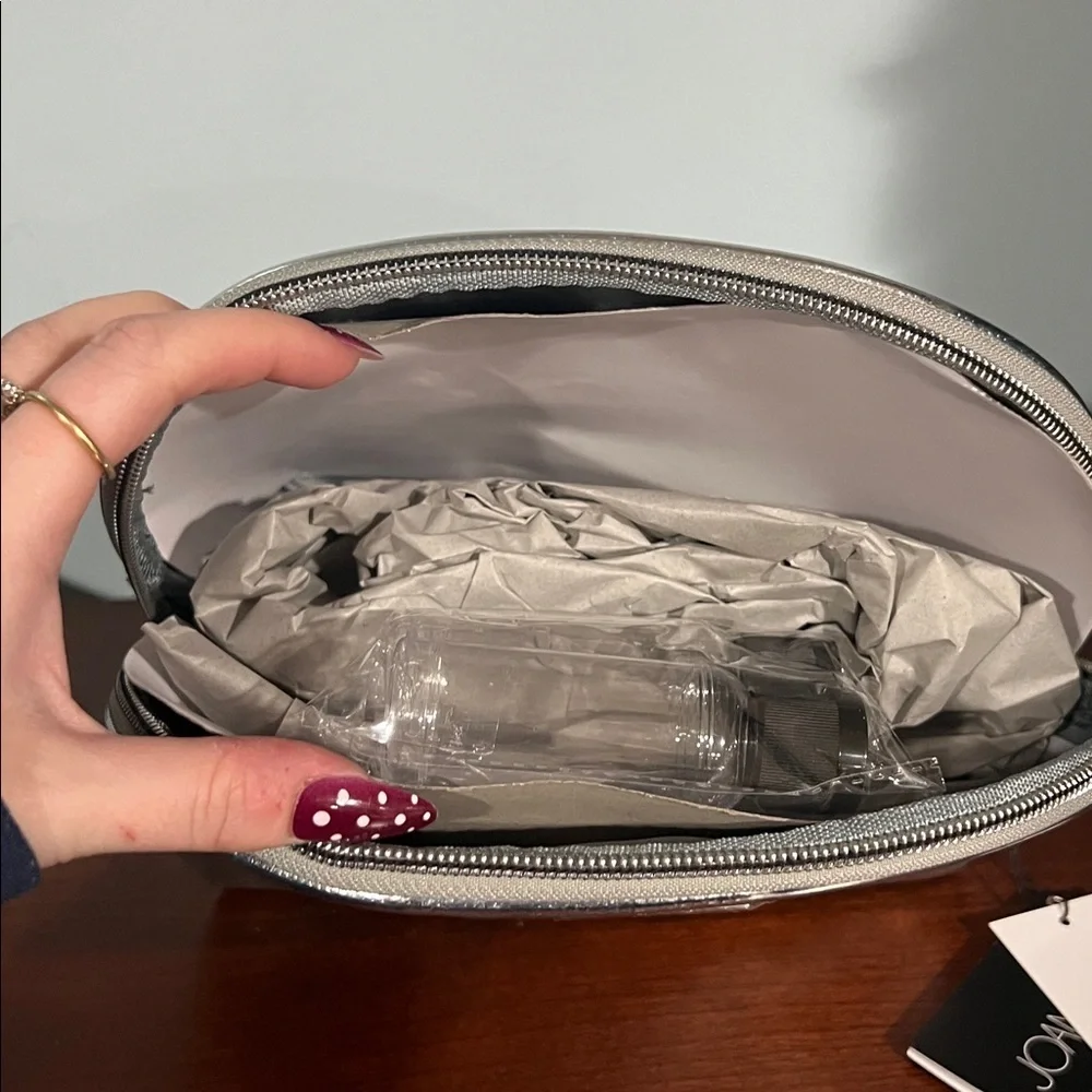 Joan & David Metallic Silver Cosmetic Bag